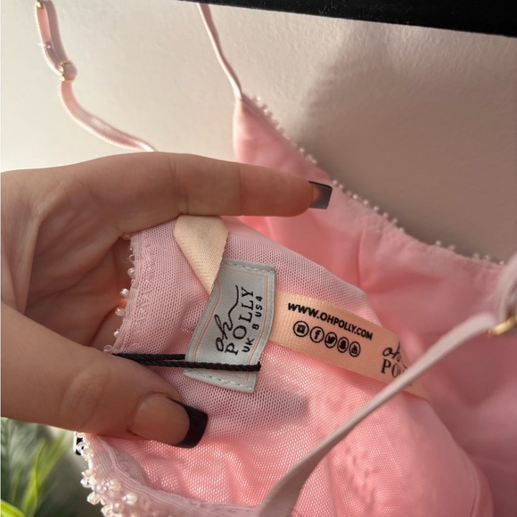 Oh Polly Embellished Corset Tulle Skirt Mini Dress in Blush EUGENIE - Picture 6 of 6